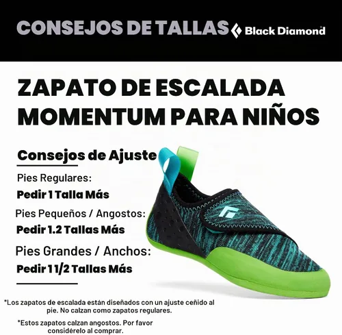 Vista 5 de BLACK DIAMOND Zapatos de escalada para niños Momentum Parte superior de punto Suela de goma duradera de 4.3mm Cierre de velcro para gimnasio