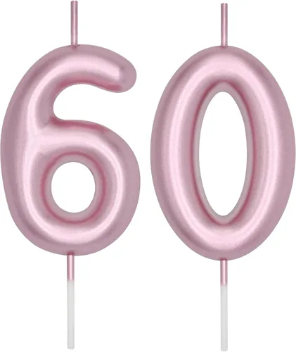 Vista 305 de DERVENTA Vela con números de 2.36 pulgadas, decoración perfecta para cumpleaños, brunch, postre, pastel, 1 pieza (número 0 rosa)