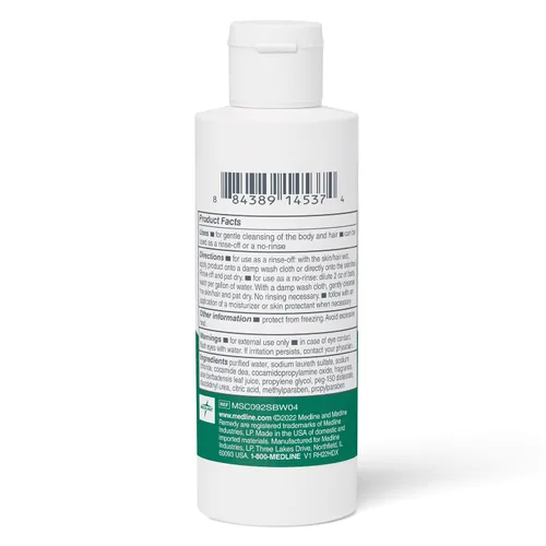 Vista 7 de Medline Remedy ESSENTIALS Champú y gel de baño, 2 onzas líquidas, aroma fresco, limpiador de cuerpo completo con aloe, para adultos y ancianos, gel