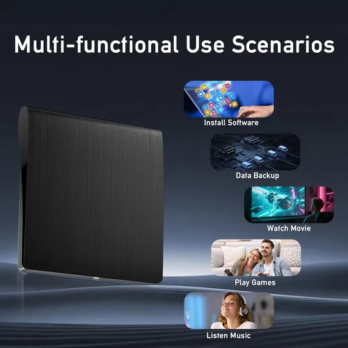 Vista 11 de wintale Blu Ray Burner Externo, USB 3.0 y Tipo-C Unidades Blu-ray externas