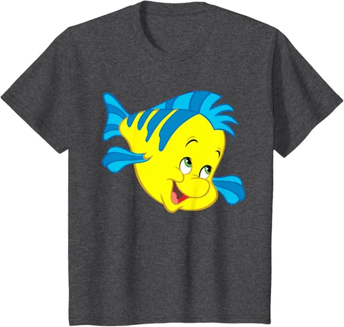 Vista 29 de Disney Camiseta de disfraz de cara grande de la Sirenita Flounder Sidekick