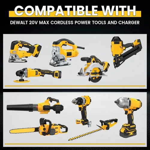 Vista 4 de DCB200 6.0Ah Reemplazo para DeWalt 20V Max Batería de litio ION DCB200 DCB201 DCB203 DCB204 DCB206 DCB180 DCD/DCF/DCG Series Herramientas eléctricas