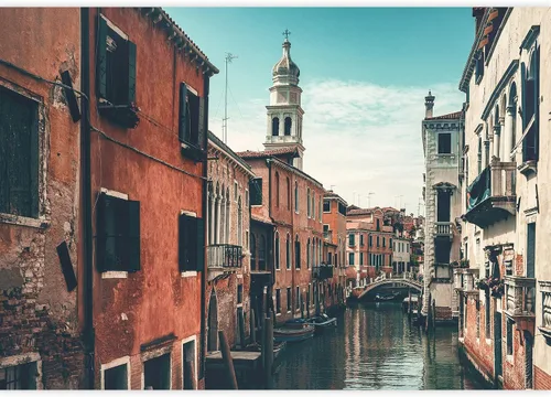 Vista 2 de wall26 Adhesivo de pared extraíble/mural de pared Venecia, Italia, puente del canal, arquitectura, paisaje urbano, paisaje, fotografía, realismo