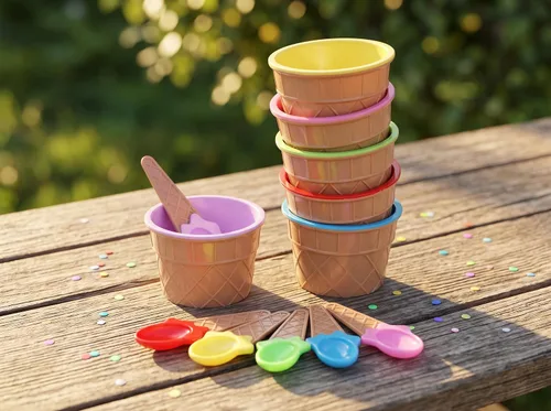 Vista 8 de 6 Pack Plastic Ice Cream Bowls With Spoons,Ice Cream Party Decorations