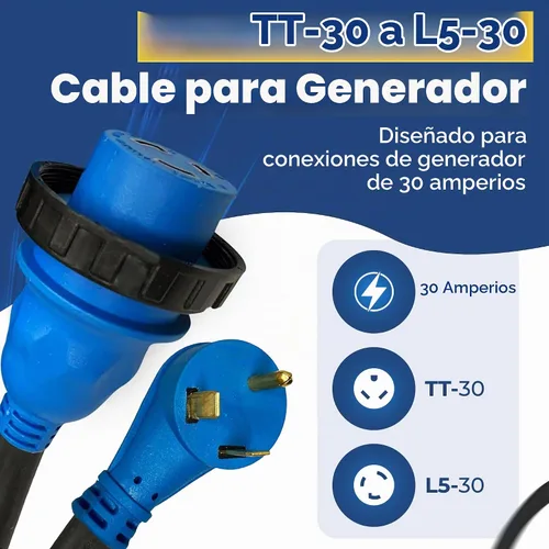 Vista 3 de Amp Up Cable de extensión RV de 30 amperios, cable de alimentación resistente de 75 pies, cable eléctrico NEMA TT-30 para cámper con bloqueo