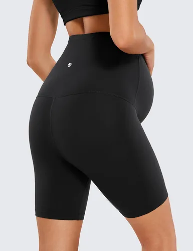 Vista 4 de CRZ YOGA Butterluxe - Pantalones cortos de yoga de maternidad sobre el vientre de 6 pulgadas, pantalones cortos de ciclismo atléticos