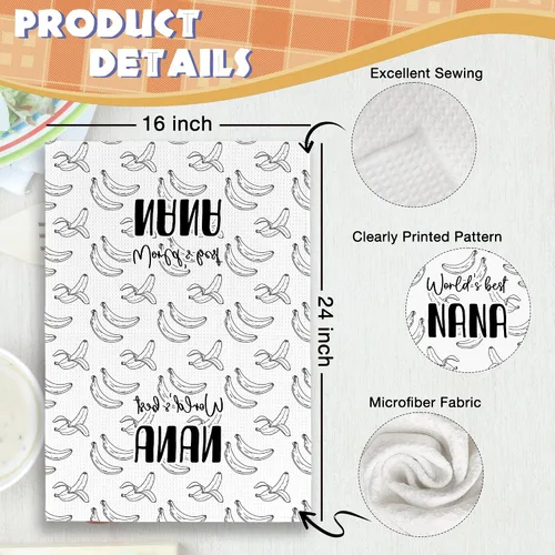 Vista 6 de Regalos de plátano para decoración de toallas de cocina, divertidos regalos para la abuela de parte de nietos, paños de cocina de mano, regalo retro