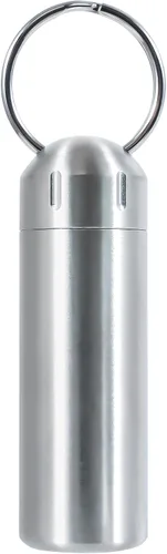 Vista 8 de VTAR Organizador de píldoras, impermeable, de una sola cámara, de acero inoxidable, pastillero pequeño de viaje, llavero para pastillas, contenedor
