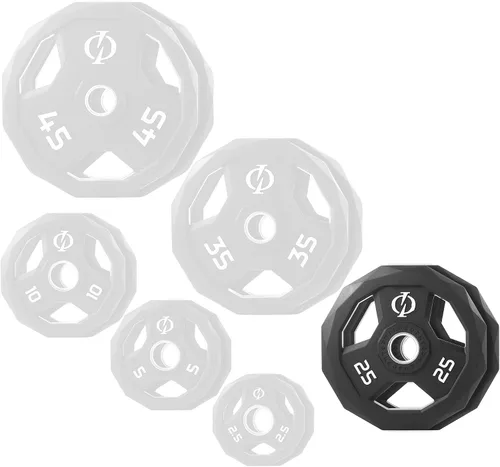 Vista 5 de Philosophy Gym Juego de 2 discos de peso con agarre olímpico recubierto de goma, placas olímpicas de 2 pulgadas, color negro
