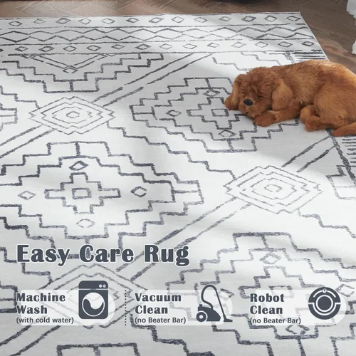 Vista 26 de jinchan Alfombra marroquí de pasillo 2x6 - Alfombra de pasillo lavable a máquina para cocina, alfombra moderna geométrica suave de pelo bajo