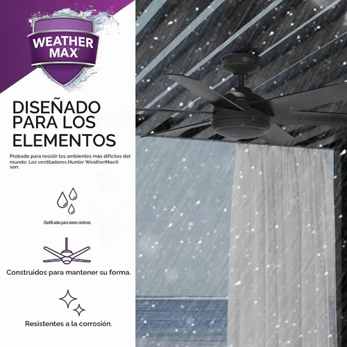 Vista 7 de Hunter Jetty, ventilador de techo para exteriores o interiores, 52 pulgadas Negro mate