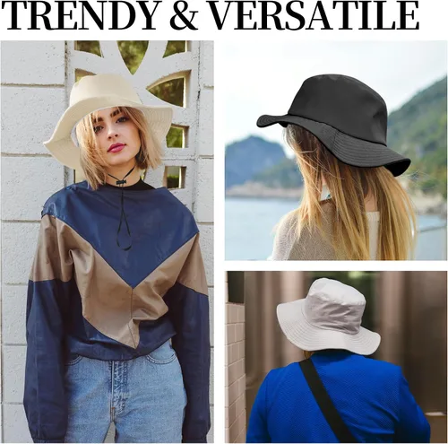 Vista 57 de PFFY Bucket Hat for Women Men Cotton Summer Sun Beach Fishing Cap