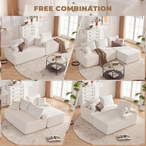 Vista 3 de Mangodan - Sofá seccional en forma de nube, sofá sin huesos para sala de estar, sofá seccional modular con asiento profundo, cómodo sofá de felpa