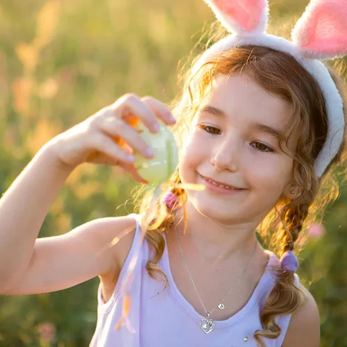 Vista 2 de Regalos de unicornios para niñas y niños, collar de corazón, collares de unicornio para niñas, collares con iniciales, joyería de unicornio, joyería