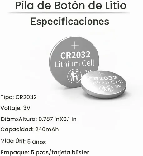 Vista 3 de PGSONIC CR2032 - Pilas de litio de 3 V (5 unidades)