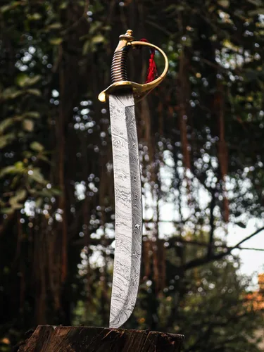 Vista 6 de Espada de corte de Damasco de 24 pulgadas, espada de plata, arte táctico, espada maestra, espada LARP, espada de cimitarra hecha a mano, espada