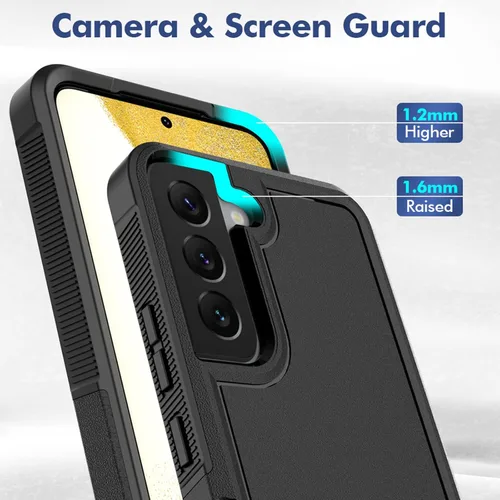 Vista 5 de Funda para Samsung Galaxy S22: funda protectora de doble capa resistente para teléfono celular, a prueba de golpes, con protector de pantalla