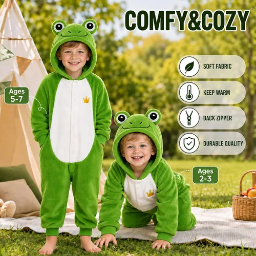 Vista 3 de Disfraz de rana para niños, disfraz de animal de Halloween