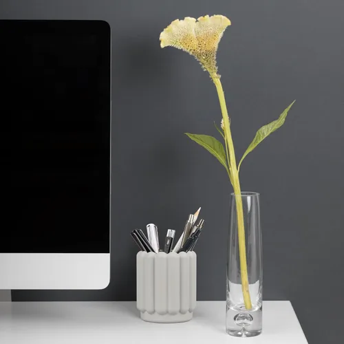 Vista 6 de Soporte de silicona para bolígrafo, portalápices, lindo vaso para escritorio para niños, decoración de oficina, accesorios de escritorio, Gris claro