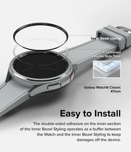 Vista 8 de Ringke Estilo de bisel interior [elegante marco de acero inoxidable] compatible con Samsung Galaxy Watch 6 Classic Case (1.772 pulgadas), protector