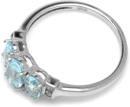 Vista 4 de Silvershake Anillo de plata de ley 925 chapada en oro blanco con topacio azul de 2,06 qt.