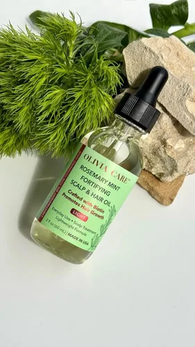Vista 3 de Olivia Care Aceite de romero para el crecimiento del cabello, romero y menta con biotina, cuero cabelludo fortificante y tratamiento capilar