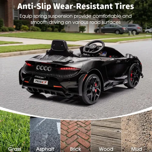 Vista 6 de Automóvil de paseo para niños con licencia McLaren 765LT para niños de 3 a 6 años, vehículo eléctrico con batería de 12 V, con control remoto
