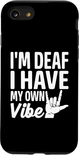 Vista 18 de Funda para iPhone 17 con texto en inglés «Sordo» con texto en inglés «Sordo» con texto «I'm Deaf. I Have My Own Vibe»