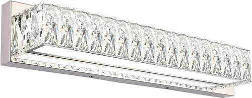 Vista 13 de Luces de tocador de cristal para baño, barra de luz LED de 18 W, accesorios de iluminación cromados modernos sobre espejo para baño de 22.8 pulgadas