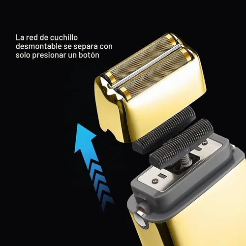 Vista 4 de RTLR Afeitadora multifuncional, potente afeitadora eléctrica portátil con bajo ruido, carga USB, oro