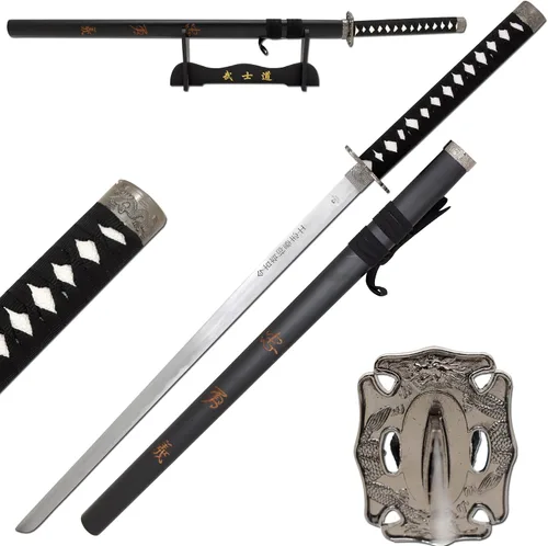 Vista 18 de Snake Eye Tactical Espada samurái katana de dos tonos con soporte de espada gratis