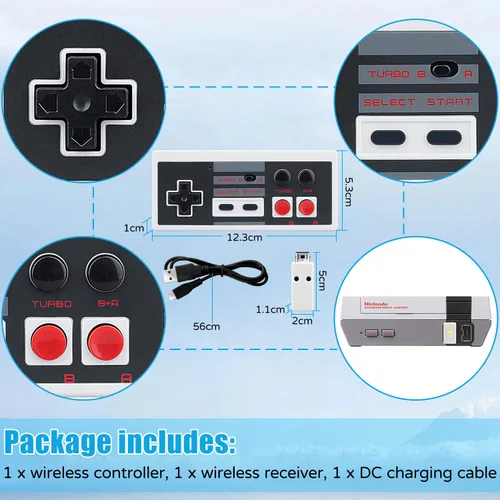 Vista 5 de OSTENT Rechargeable Wireless Controller Gamepad for Nintendo NES Mini Classic Edition Famicom Mini Console Color White