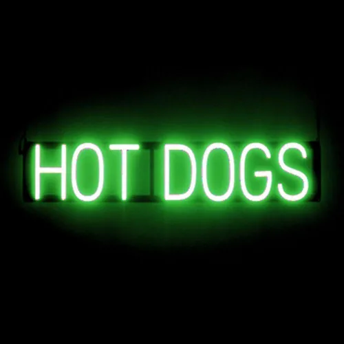 Vista 43 de SpellBrite HAMBURGERS Letrero para restaurantes Letreros relacionados con el comedor con aspecto de neón, luz LED roja 40.0 x 6.3 pulgadas Rojo