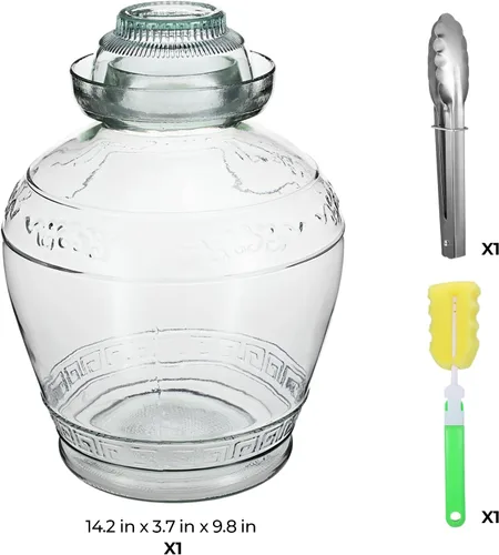 Vista 4 de Tarro de fermentación de vidrio de 1.5L/2.5L/4.5L/7.5L/10L, tarro de pepinillo sellado de gran capacidad (E 10L/362oz)