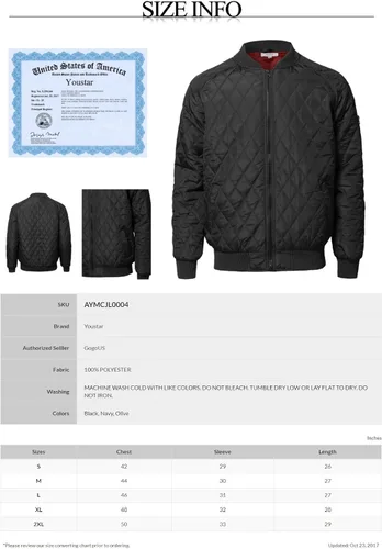 Vista 5 de Youstar Chaqueta bomber acolchada básica casual para hombre