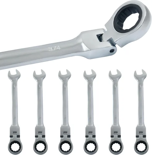 Vista 5 de Murtenze Llave combinada de trinquete de cabeza flexible de 3/4 pulgadas, SAE 72 dientes llave de engranajes de cabeza de extremo de caja de 12
