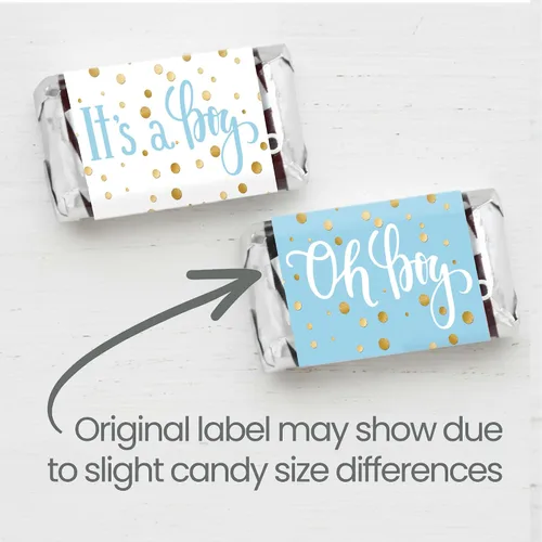 Vista 5 de Mini envoltorios de barra de caramelo con texto en inglés "It's a Boy" con texto en inglés "It's a Boy