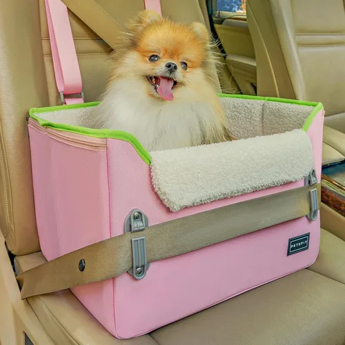 Vista 17 de PETSFIT - Asiento de automóvil impermeable, piel sintética, perros pequeños, hebillas seguras patentadas, correa de clip, cama transportadora