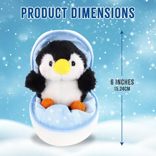 Vista 5 de Snowball - Huevo sorpresa con cremallera – 6 pulgadas – Lindo y suave surtido de juguetes de peluche para amigos, familia de todas las edades