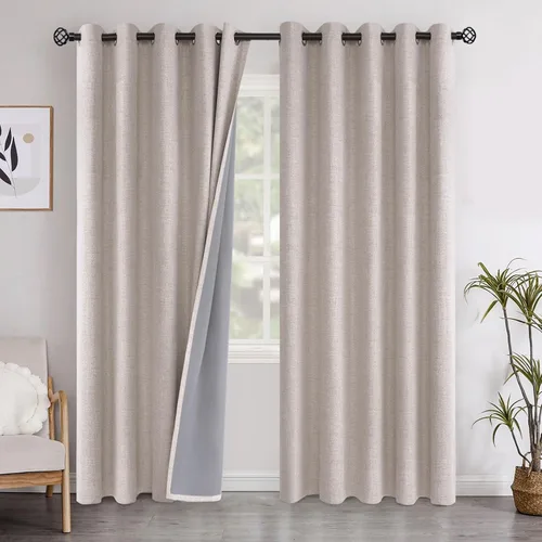 Vista 74 de YoungsTex Cortinas opacas de lino gris para dormitorio, 38 x 45 pulgadas, cortinas texturizadas con bloqueo de calor y luz completa, persianas