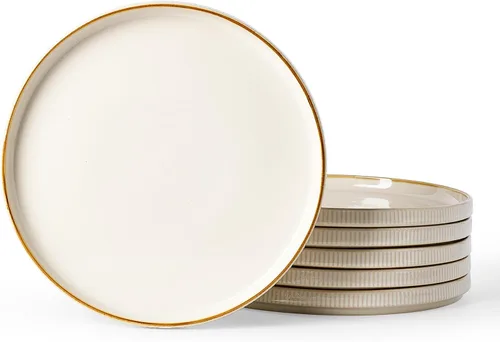 Vista 26 de famiware Star Platos de Ensalada para 6, Juego de Platos de 8 Pulgadas, Vajilla de Gres, Platos Pequeños para Postre, Ensalada, Aperitivo, Blanco