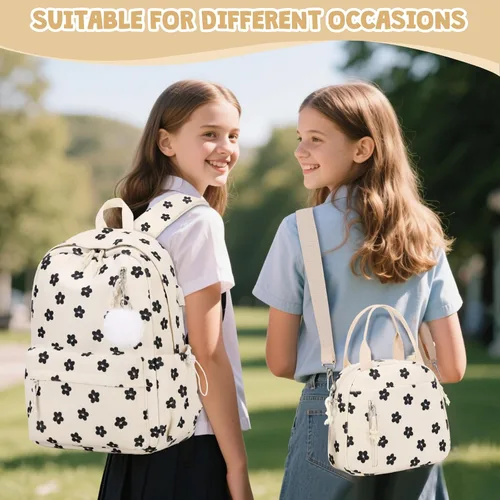 Vista 6 de Mochila 20, Beige flor, Grande, Mochila