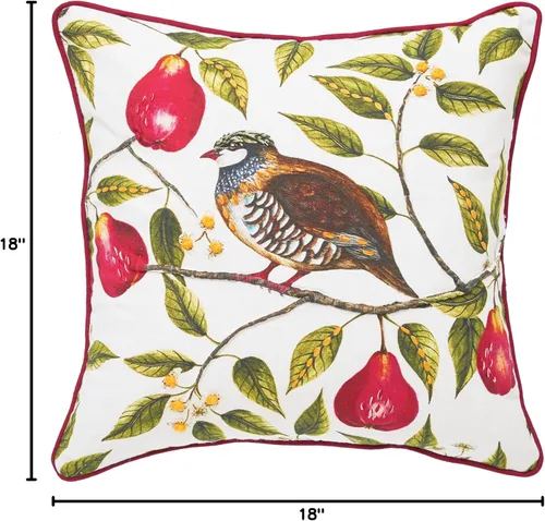 Vista 5 de C&F Home Almohada cuadrada de 18 x 18 pulgadas con estampado de perdiz en peral, 18 x 18 pulgadas, color rojo