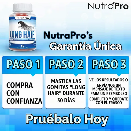 Vista 4 de NutraPro Gomitas de cabello largo – Suplemento anti-pérdida de cabello para un crecimiento más rápido del cabello débil y adelgazante – Crece