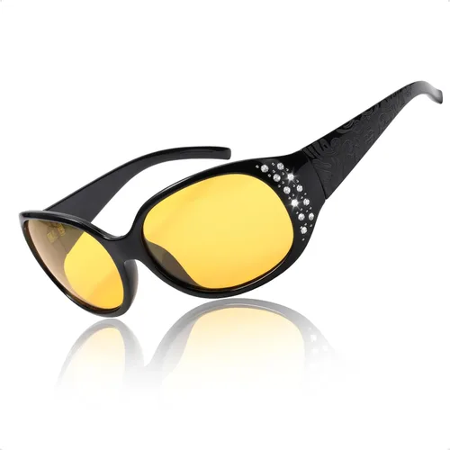 Vista 7 de LVIOE Gafas de conducción de visión nocturna envolventes antirreflejos con lente amarilla polarizada para mujer