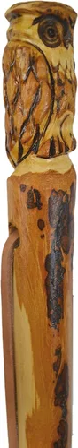 Vista 2 de Creation Carvings - Bastón tallado a mano de búho tallado a mano - Altura personalizada de hasta 60 pulgadas