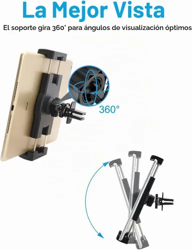 Vista 5 de Soporte de tableta para ventilación de automóvil, [súper estable y fácil] Soporte para tableta de ventilación de automóvil con clip ajustable
