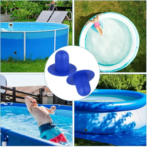 Vista 7 de Tinoaly 6 tapones de piscina para piscina sobre el suelo, tapón de orificio de filtro de bomba de goma, tapones de pared para piscinas, repuesto Azul