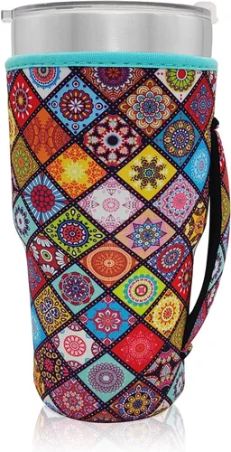 Vista 17 de Fundas Aislantes de Neopreno Portavasos con Asa para Vasos Tumbler de 20oz, Funda Reutilizable para Café Helado Para Tazas de Café de 30oz - 32oz