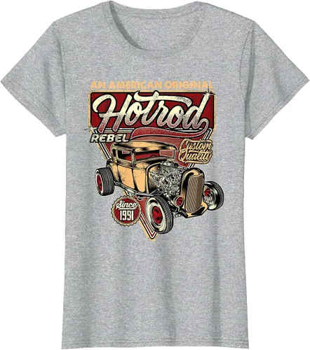 Vista 45 de Camiseta vintage Hot Rod Speed and Power para hombre Asphalt Grey